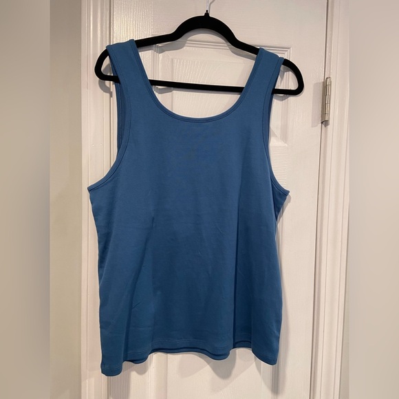 NWOT J. Crew Perfect Fit Size 2X Blue Scoop Neck Cotton Tank Top Stretch Lined - Picture 9 of 11
